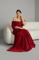 VESTIDO LONGO TOMARA QUE CAIA DETALHE VIRA MANGA